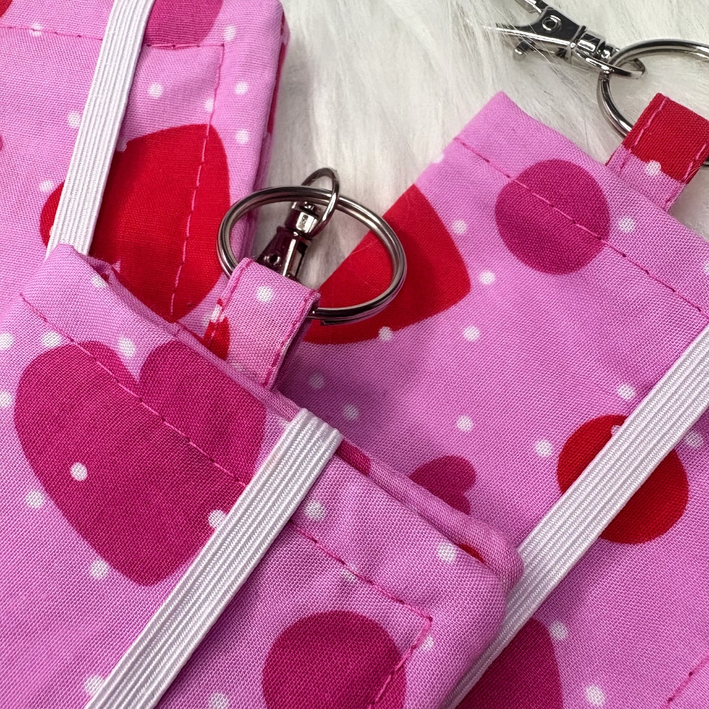 Card Holder Wallet with Keyring | Love Heart Pattern