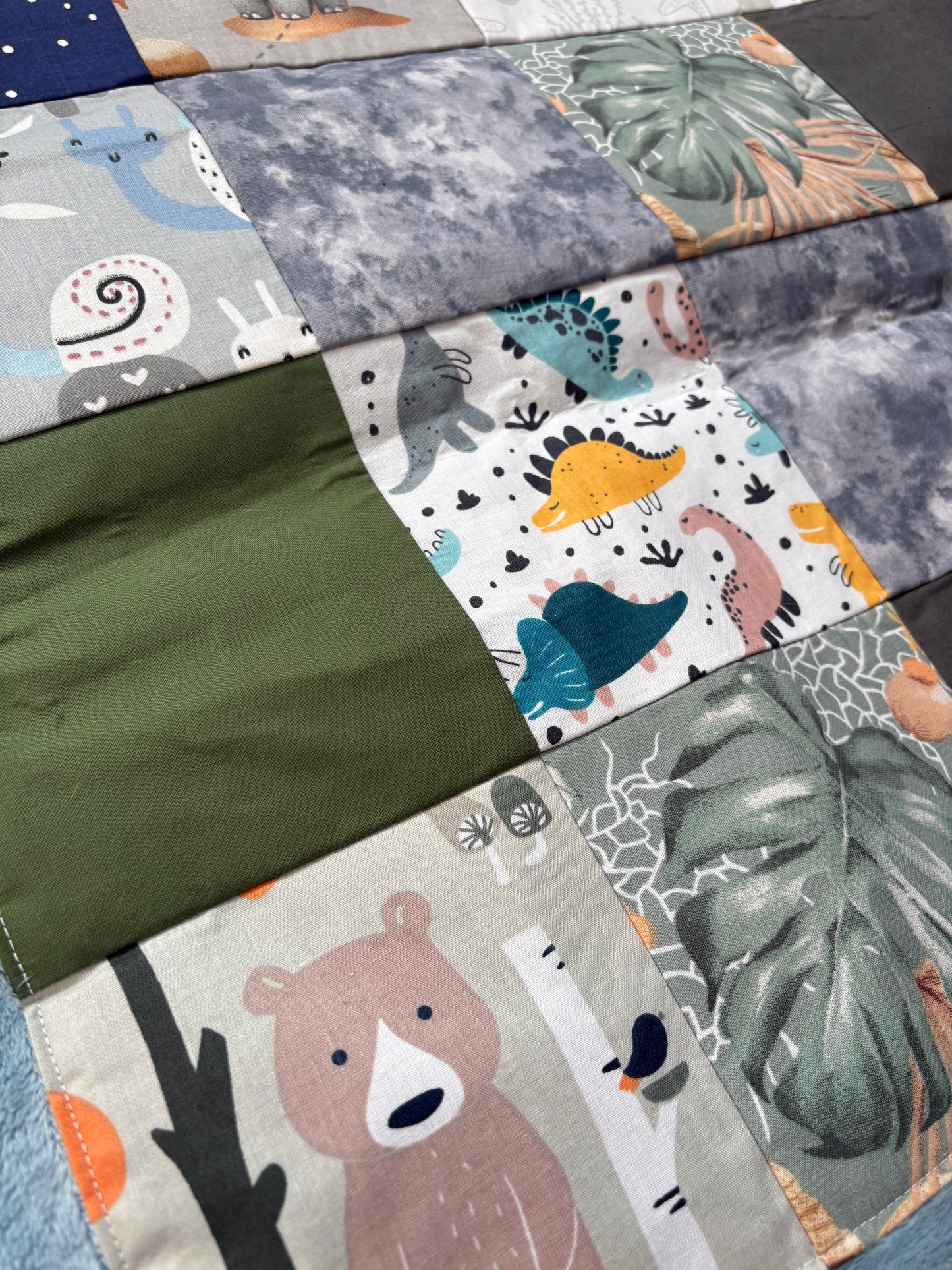 Patchwork Baby Blanket 72x84 cm | Woodland and Jungle Animal Theme | Handmade Minky Backed Baby Blanket | Nursery Blanket | Baby Shower Gift