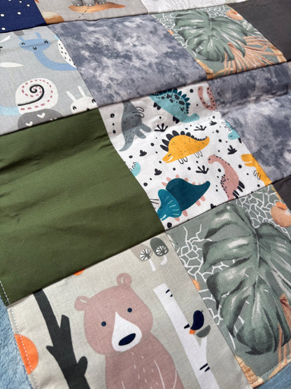 Patchwork Baby Blanket 72x84 cm | Woodland and Jungle Animal Theme | Handmade Minky Backed Baby Blanket | Nursery Blanket | Baby Shower Gift
