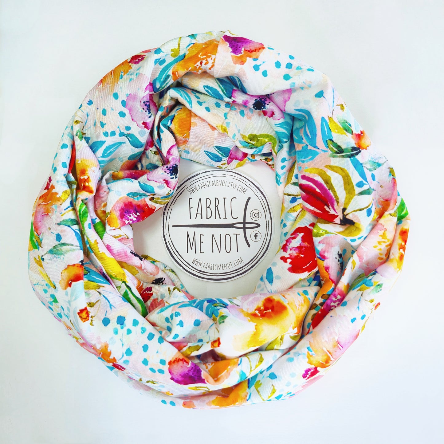 Summer Flower Colourful Infinity Scarf 100% Viscose