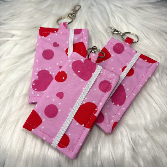 Card Holder Wallet with Keyring | Love Heart Pattern