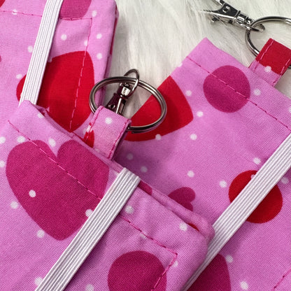 Card Holder Wallet with Keyring | Love Heart Pattern