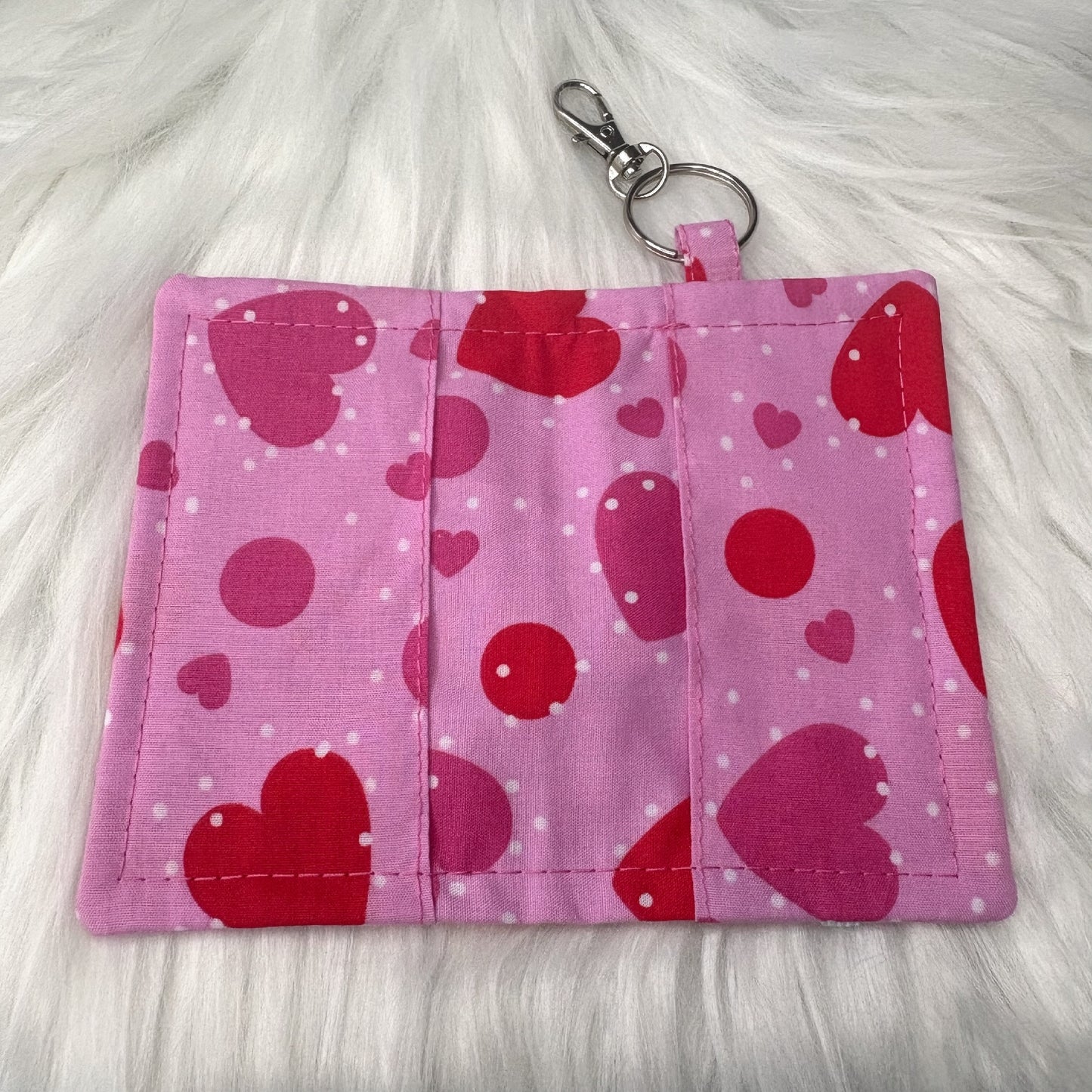 Card Holder Wallet with Keyring | Love Heart Pattern