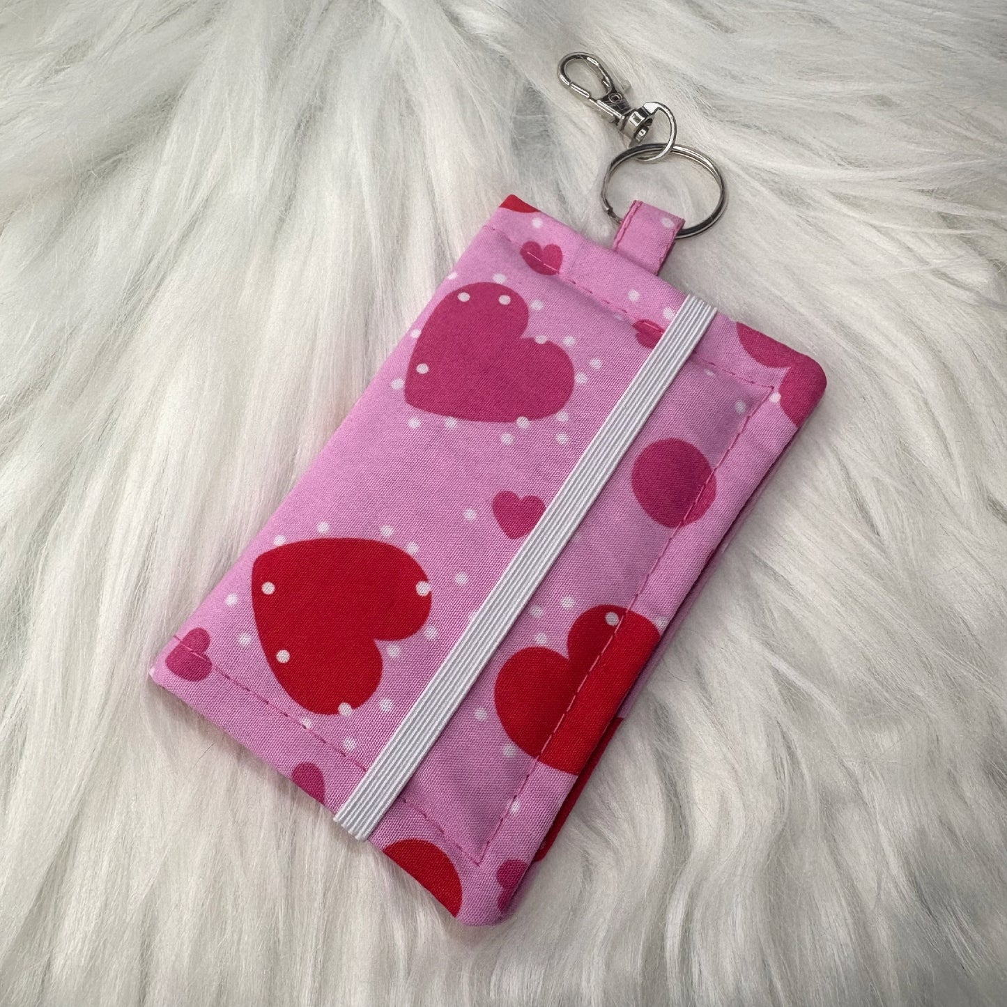 Card Holder Wallet with Keyring | Love Heart Pattern