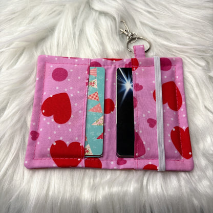 Card Holder Wallet with Keyring | Love Heart Pattern