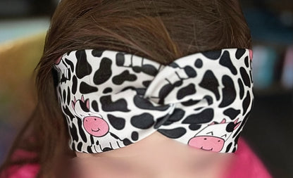 Cow Print Kids Knotted Headband | Stretch Fabric