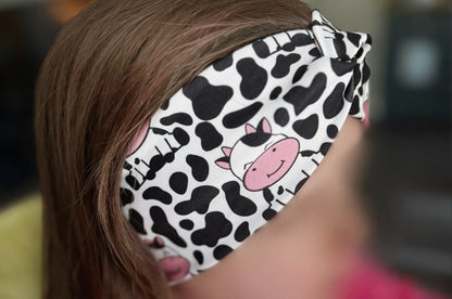 Cow Print Kids Knotted Headband | Stretch Fabric