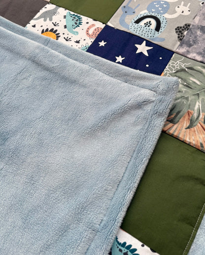 Patchwork Baby Blanket 72x84 cm | Woodland and Jungle Animal Theme | Handmade Minky Backed Baby Blanket | Nursery Blanket | Baby Shower Gift