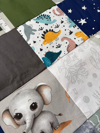 Patchwork Baby Blanket 72x84 cm | Woodland and Jungle Animal Theme | Handmade Minky Backed Baby Blanket | Nursery Blanket | Baby Shower Gift