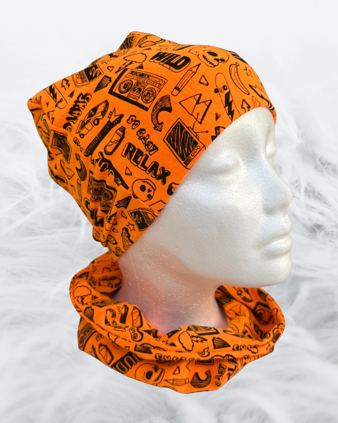 Soft Jersey Hat and Snood Set for Kids Age 4–8 | Stretchy Beanie and Neck Warmer | Cosy Child Winter Accessory | Handmade Gift UK