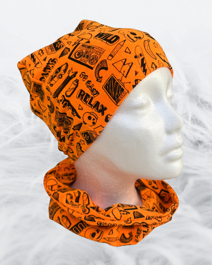 Soft Jersey Hat and Snood Set for Kids Age 4–8 | Stretchy Beanie and Neck Warmer | Cosy Child Winter Accessory | Handmade Gift UK