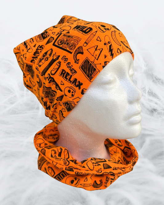 Soft Jersey Hat and Snood Set for Kids Age 4–8 | Stretchy Beanie and Neck Warmer | Cosy Child Winter Accessory | Handmade Gift UK