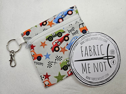 Small Zip Pouch with Lobster Keyring. 100% Cotton Size 4" x 4.5" Kids Collection