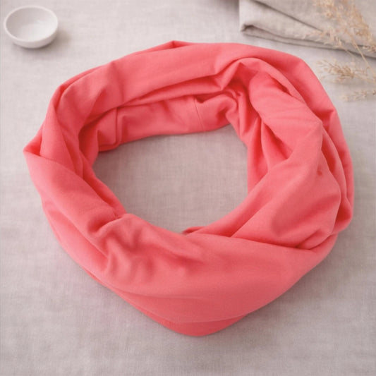 Coral Plain 100% Knitted Cotton Infinity Scarf