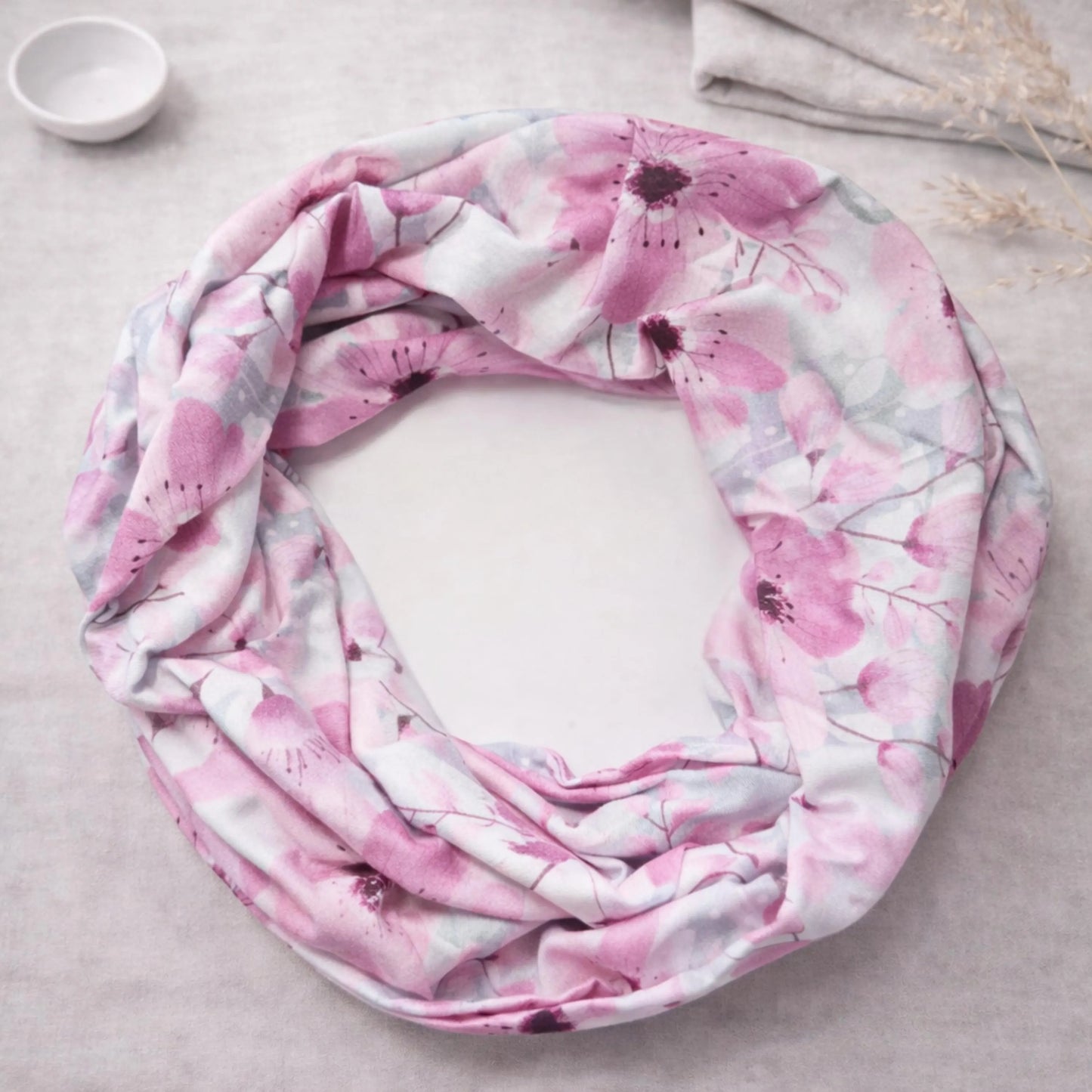 Pink Poppies 100% Knitted Cotton Infinity Scarf