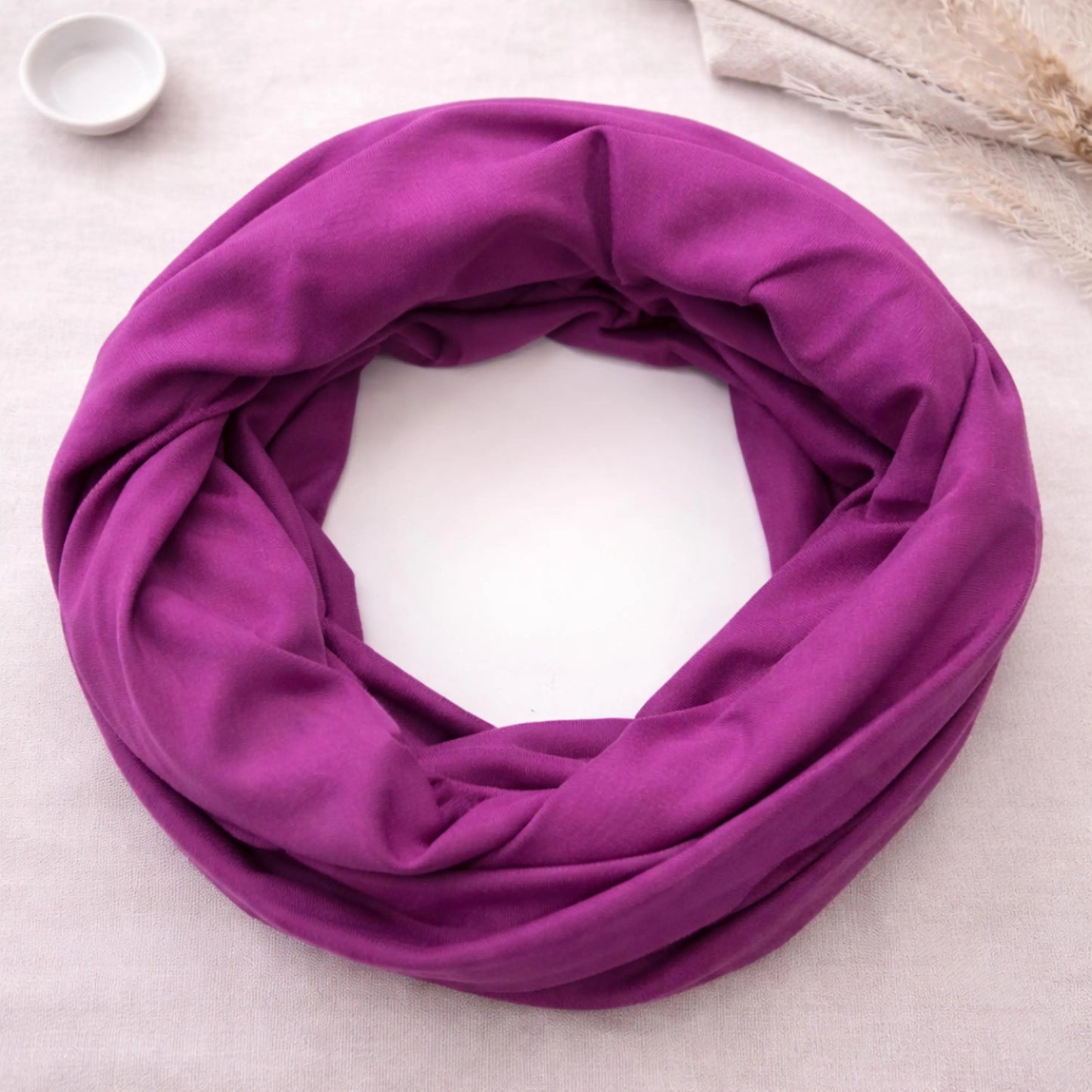 Orchid Pink Plain 100% Knitted Cotton Infinity Scarf