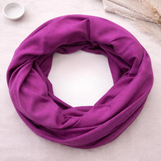 Orchid Pink Plain 100% Knitted Cotton Infinity Scarf