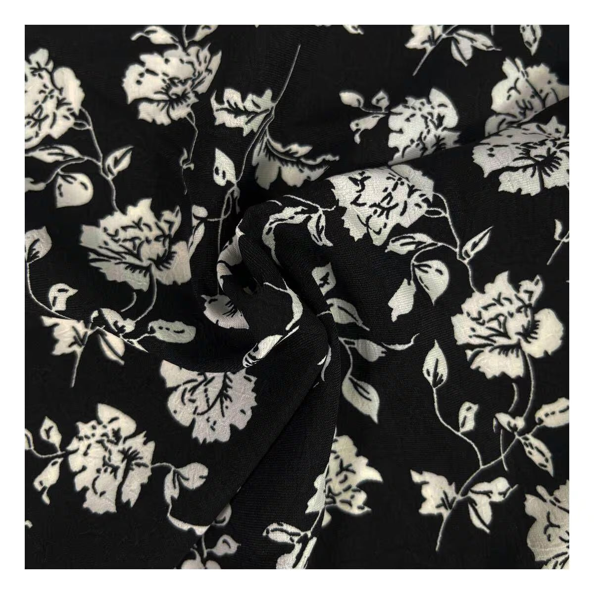 Black Floral Lightweight Infinity Scarf 100% Viscose