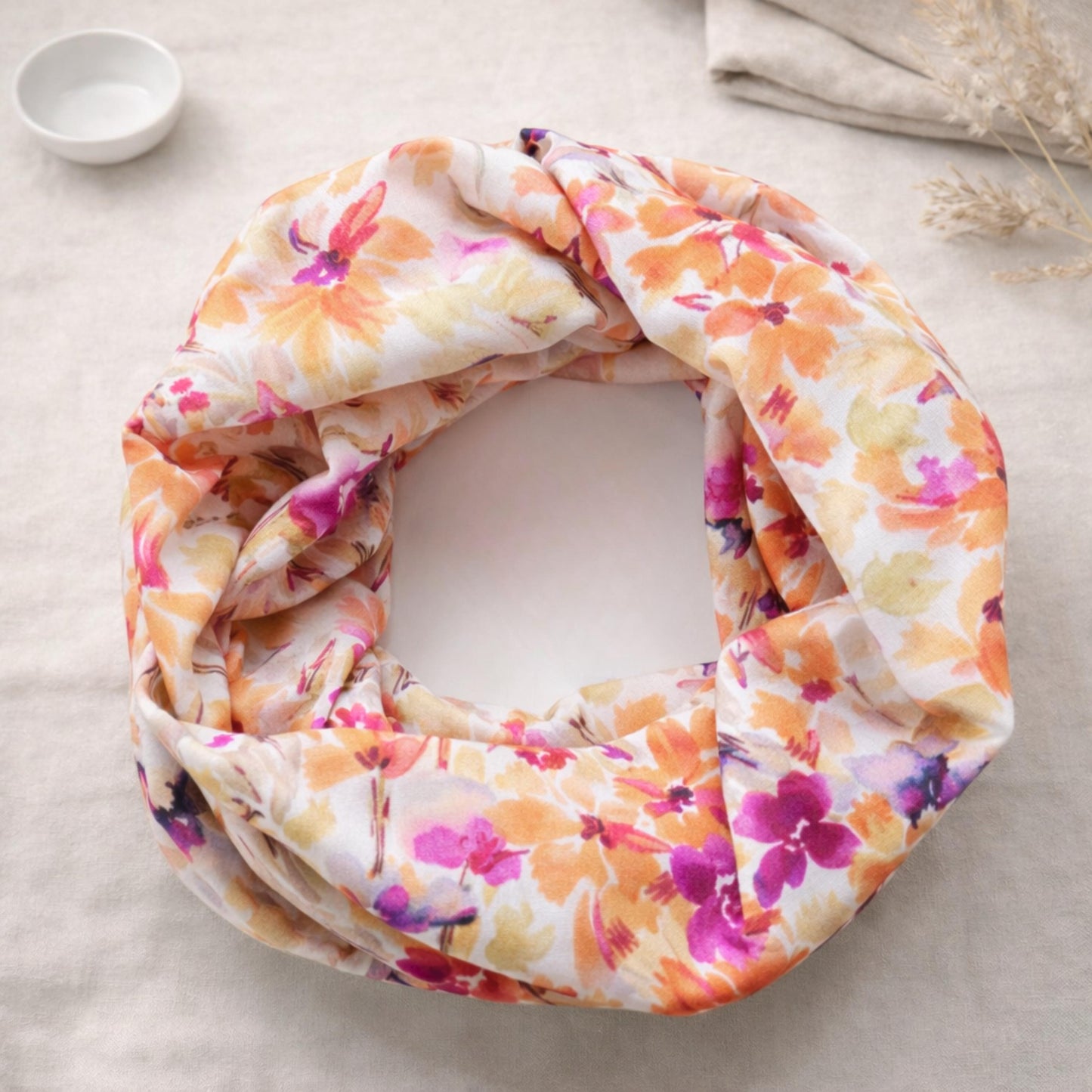 Colourful Flower Infinity Scarf 100% Viscose