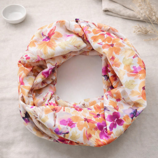 Colourful Flower Infinity Scarf 100% Viscose