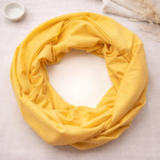 Sunflower Yellow Plain 100% Knitted Cotton Infinity Scarf