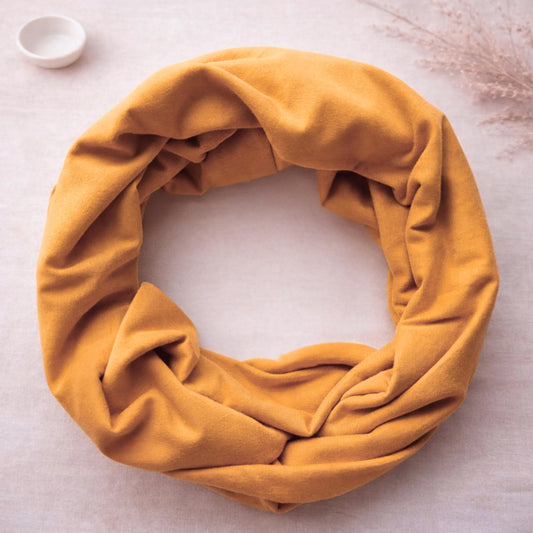 Mustard Plain 100% Knitted Cotton Infinity Scarf