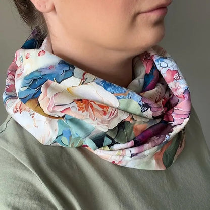 Abstract Floral Lightweight Infinity Scarf 100% Viscose