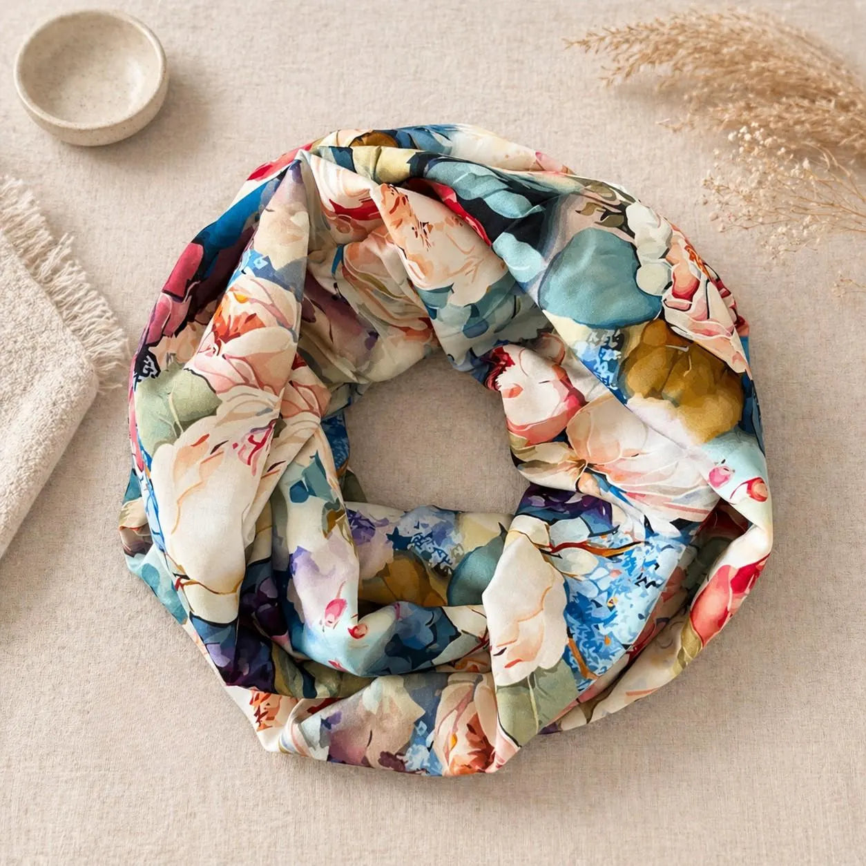 Abstract Floral Lightweight Infinity Scarf 100% Viscose