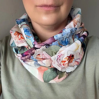 Abstract Floral Lightweight Infinity Scarf 100% Viscose