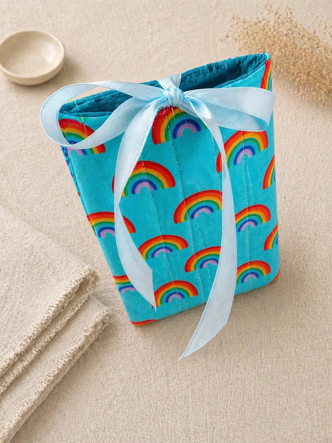 Rainbow Fabric Book Sleeve | Padded Book Cover