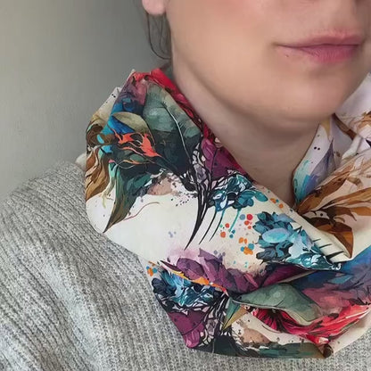 Boho Style Botanical Leaf Lightweight Infinity Scarf 100% Viscose