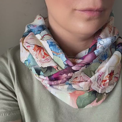 Abstract Floral Lightweight Infinity Scarf 100% Viscose