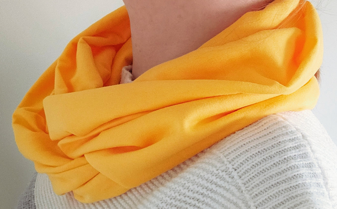Sunflower Yellow Plain 100% Knitted Cotton Infinity Scarf