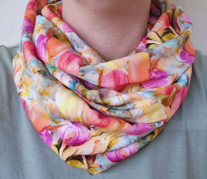 Colourful Tulip Flowers Infinity Scarf 100% Viscose