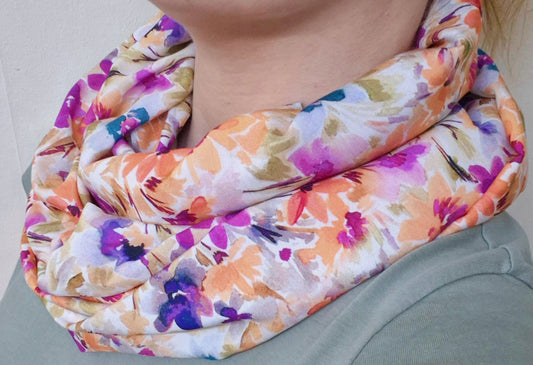 Colourful Flower Infinity Scarf 100% Viscose