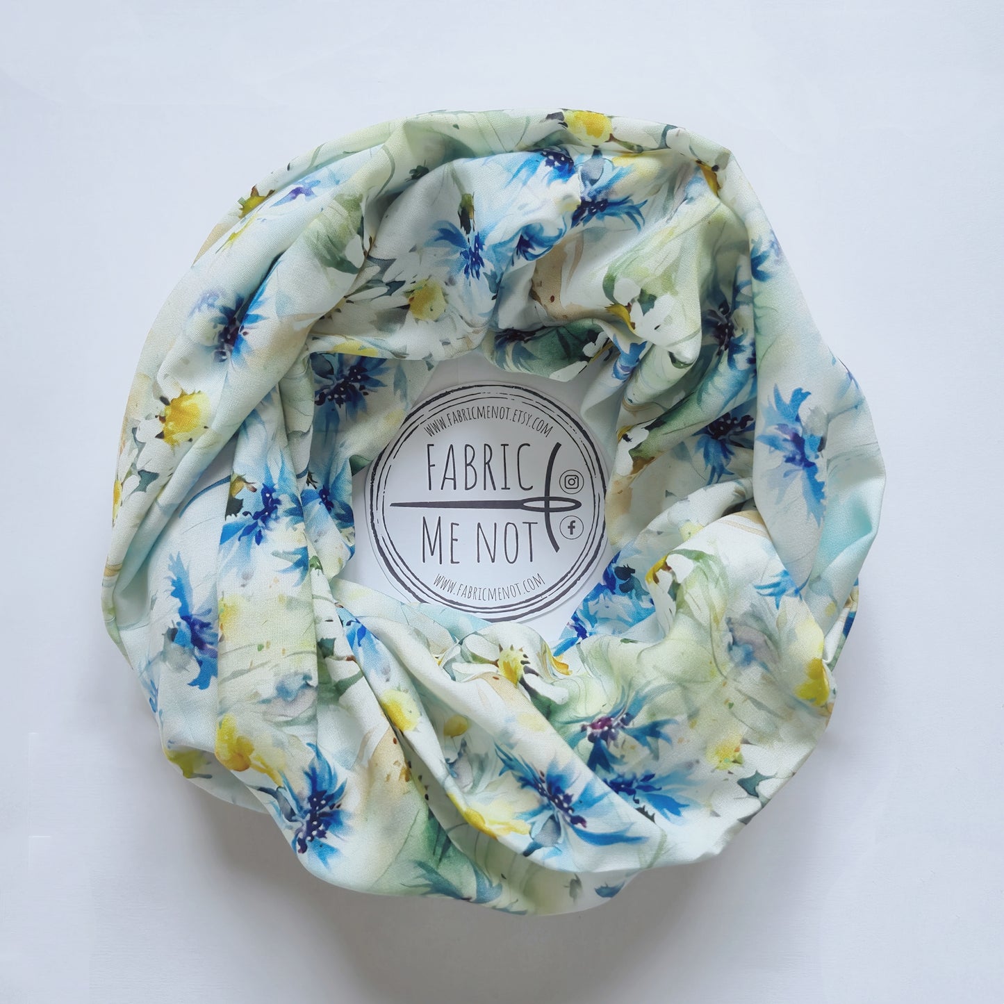 Daisy and Cornflower Infinity Scarf 100% Viscose